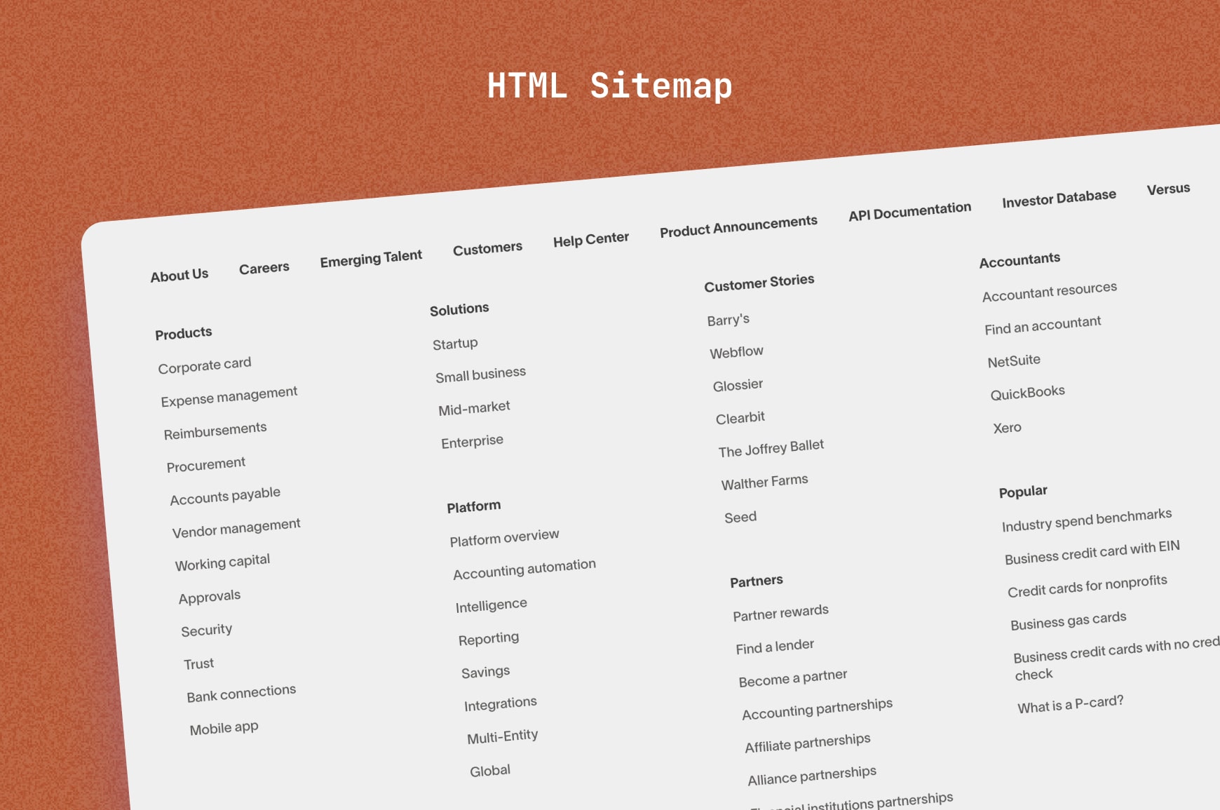 HTML sitemap example highlighting information architecture and content silos