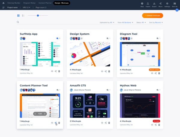 Design Mockups Dashboard