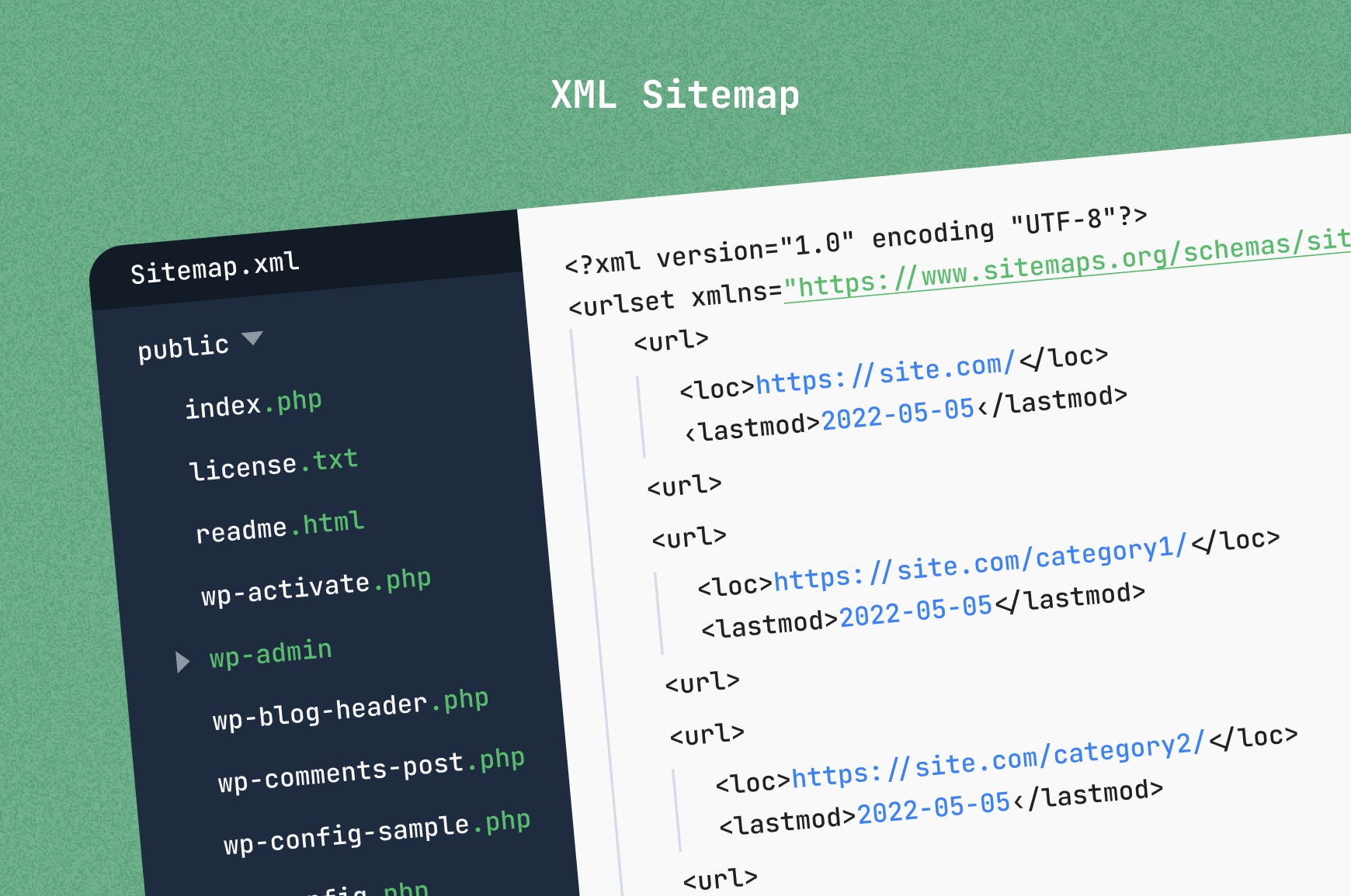 A sitemap inside a code using XML markup language