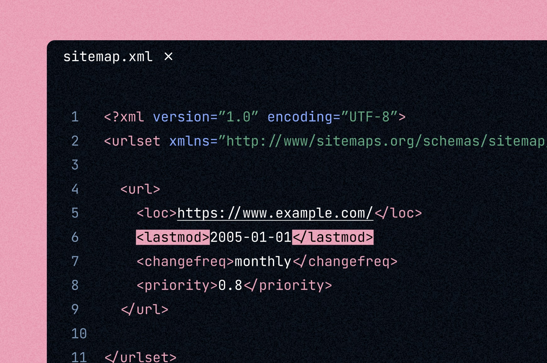 An XML sitemap focused on the lastmod tag