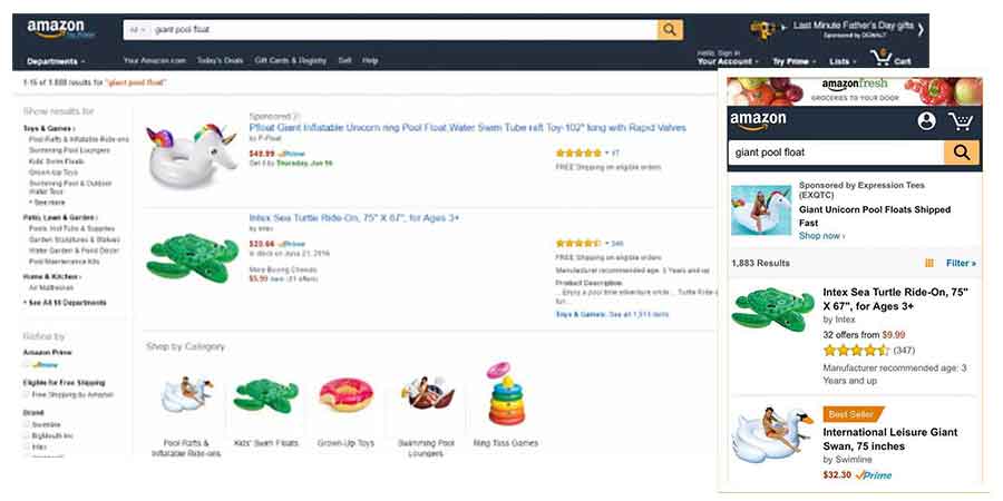 Amazon Desktop and Mobile