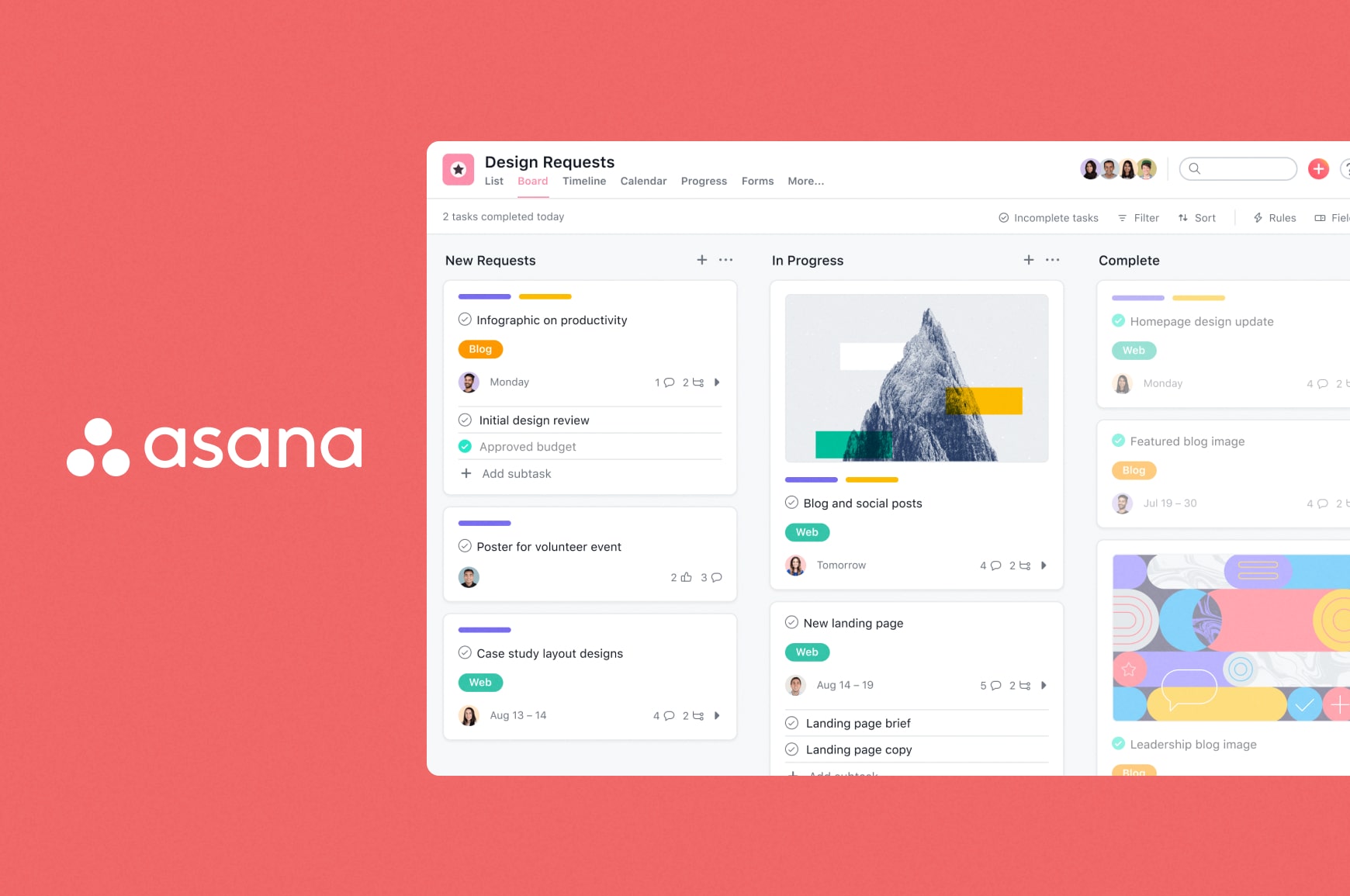 Asana project planning tool user interface