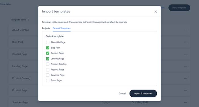 Content template function