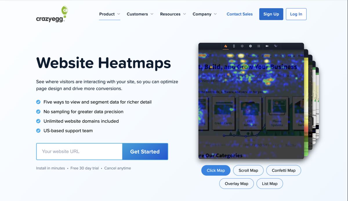 Crazy Egg  Heatmap Home Page