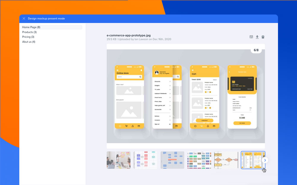 Design Mockups presentation mode
