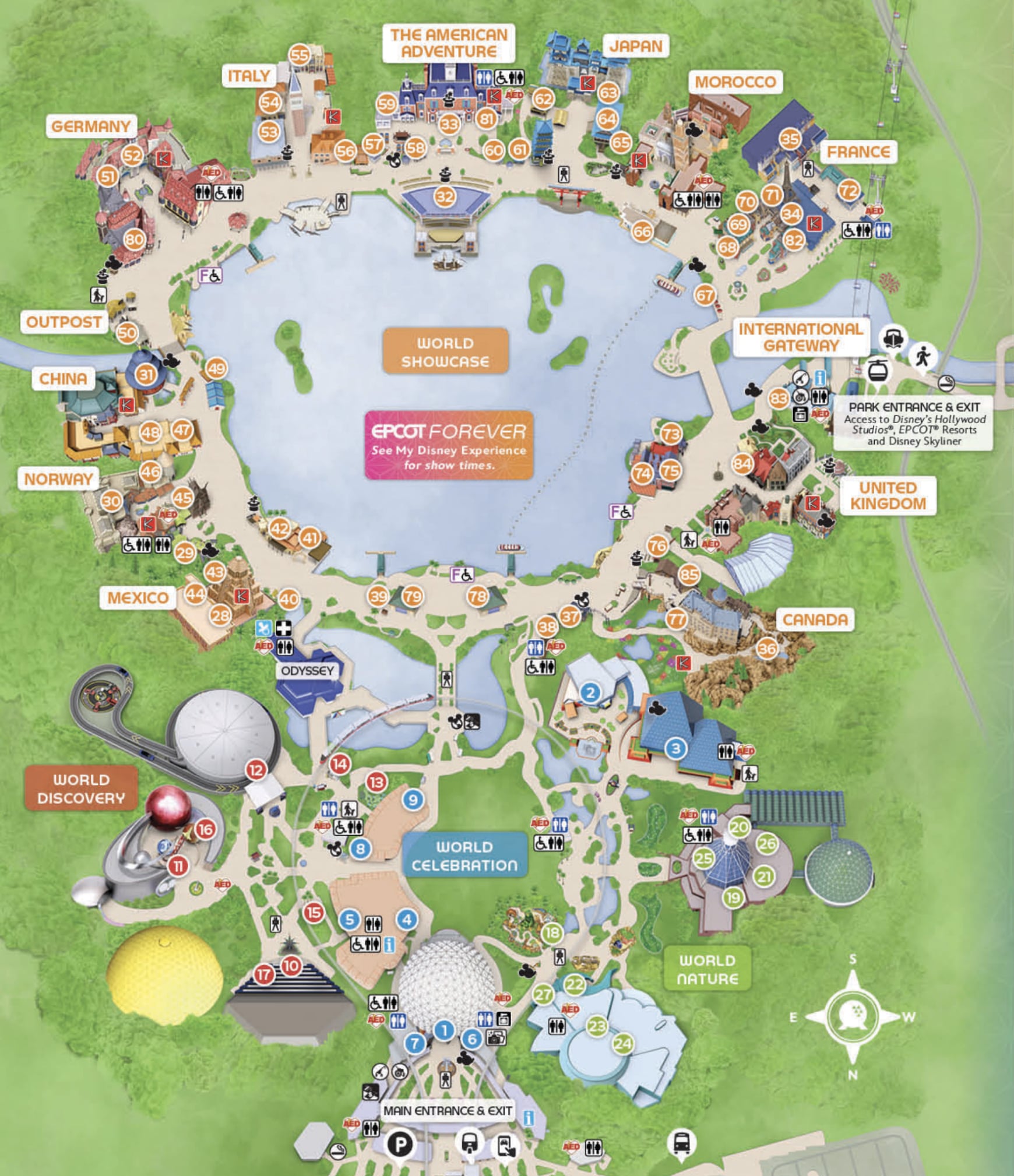 Map of Epcot Center theme park