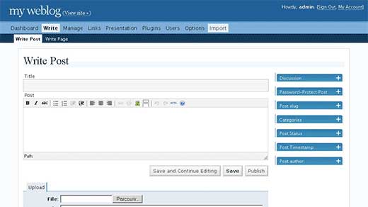 First version of WordPress