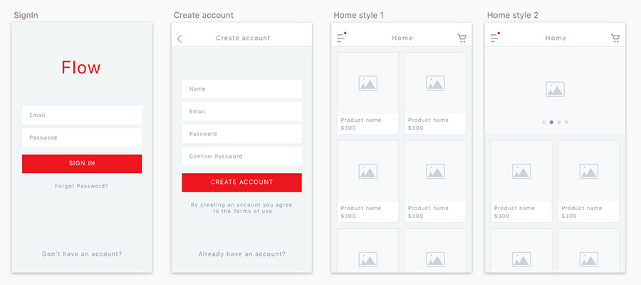Flow iOs Wireframe Kit