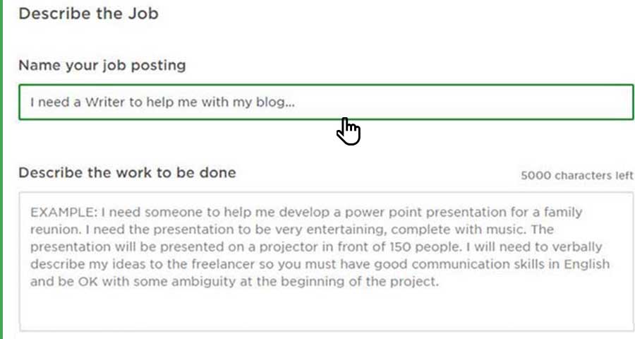 Upwork Job Posting Example