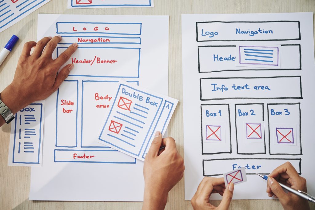 hand drawn wireframe