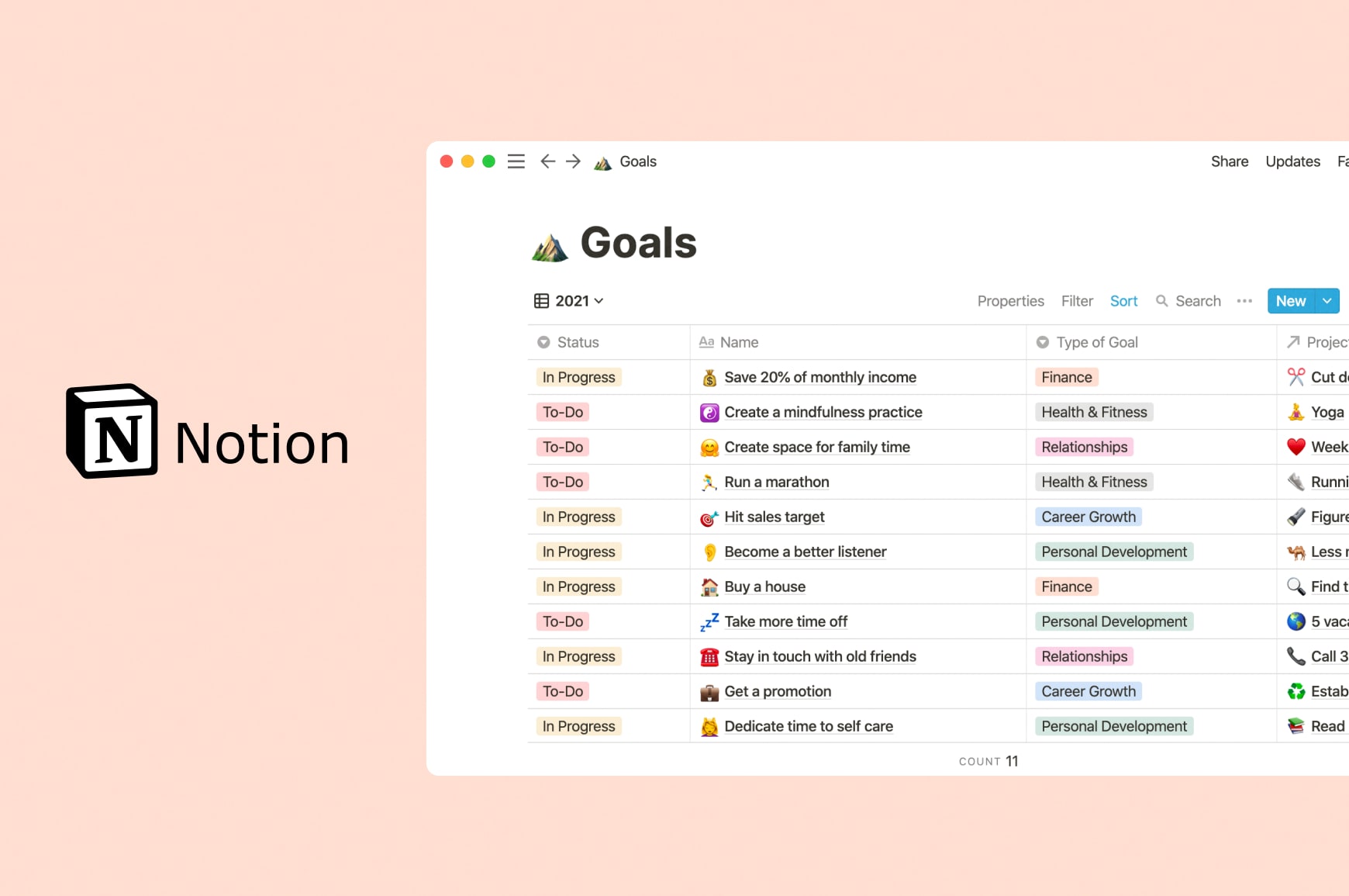 Notion user interface