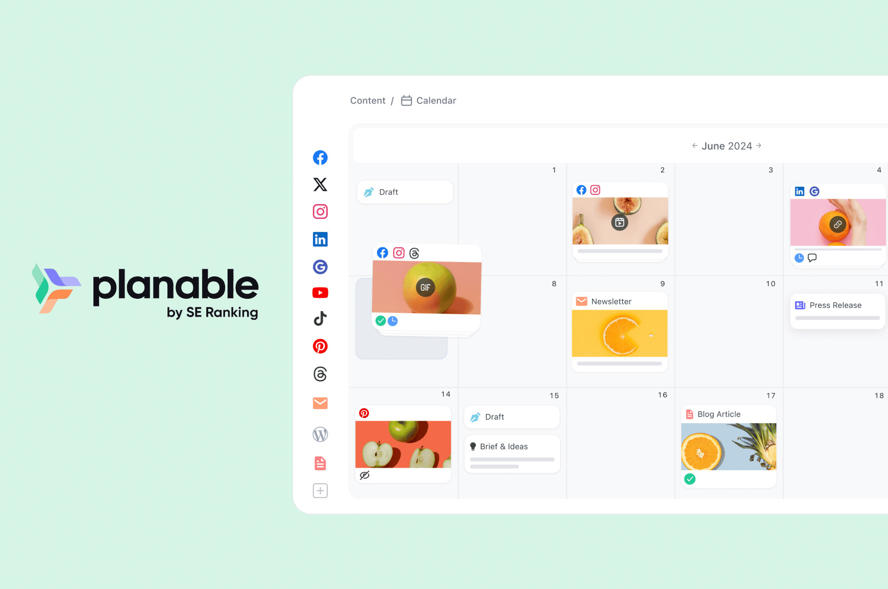 Planable user interface for collaborative content planning and approval