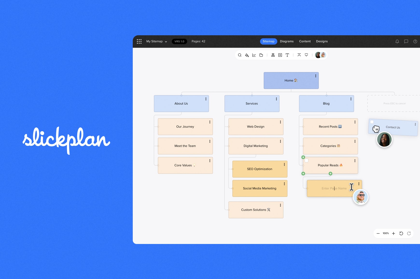 Slickplan user interface