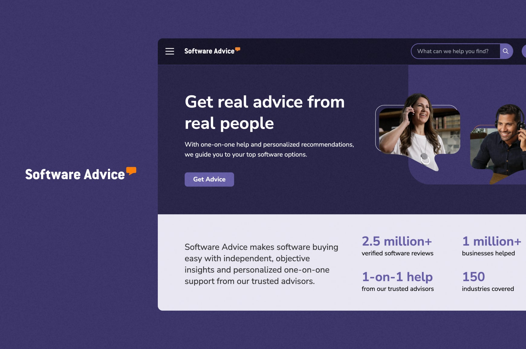 Software Advice user interface for review site