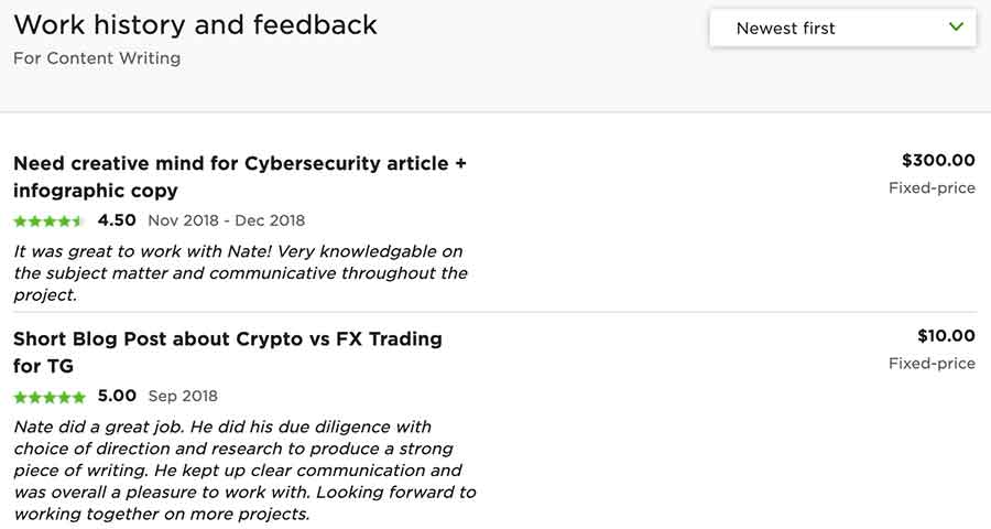 Upwork Writer Reviews