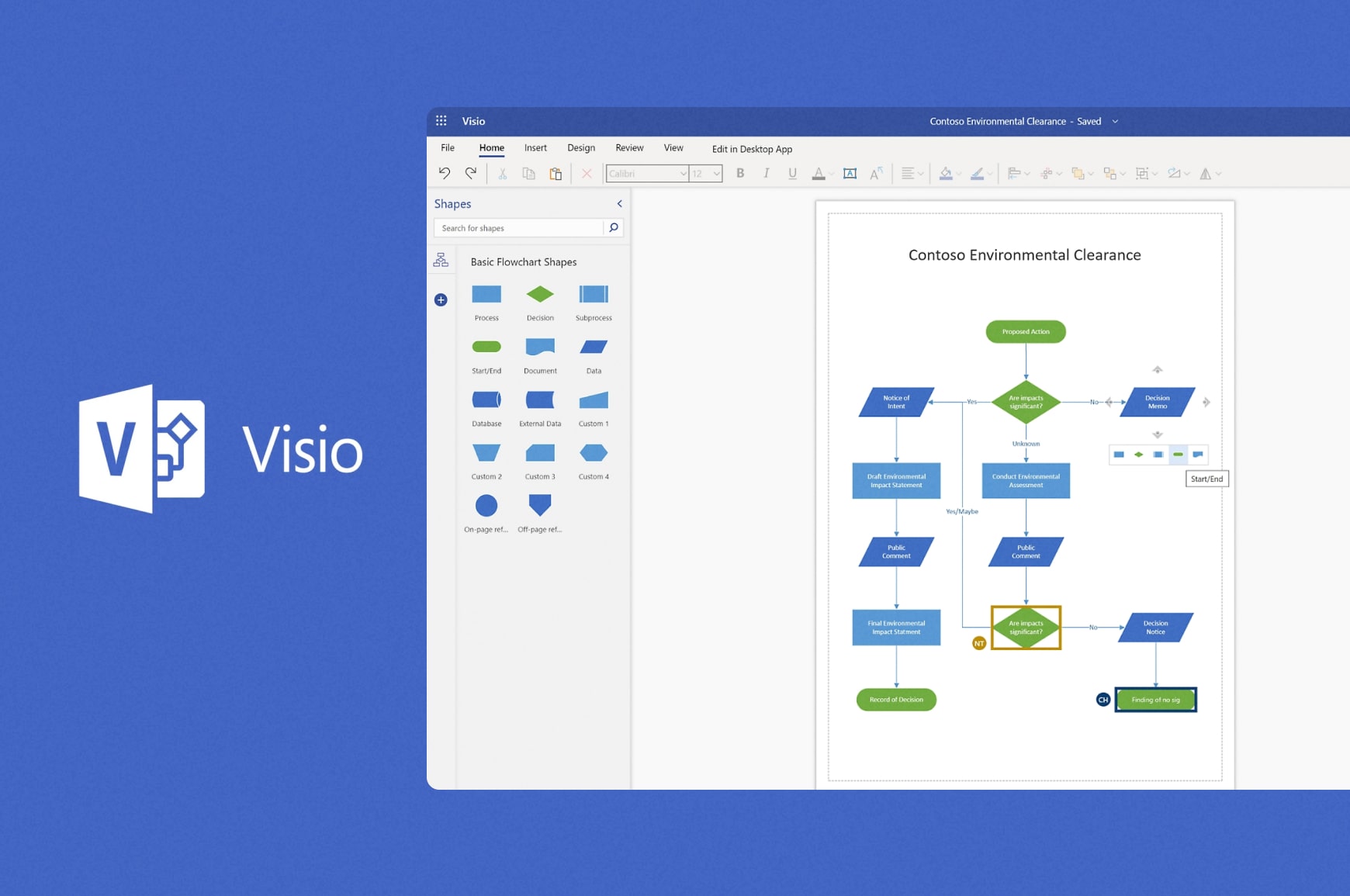 Visio flowchart software UI