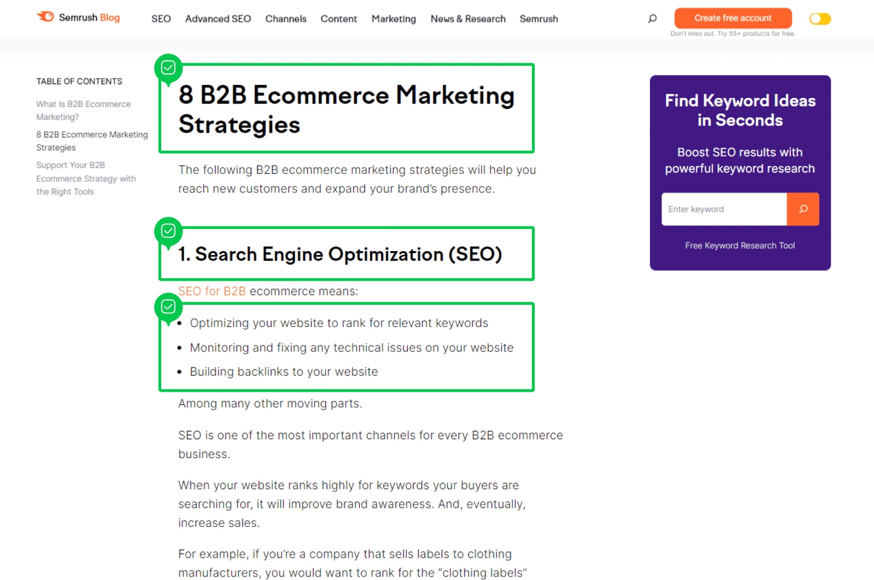 Website content structured for scannability and readability