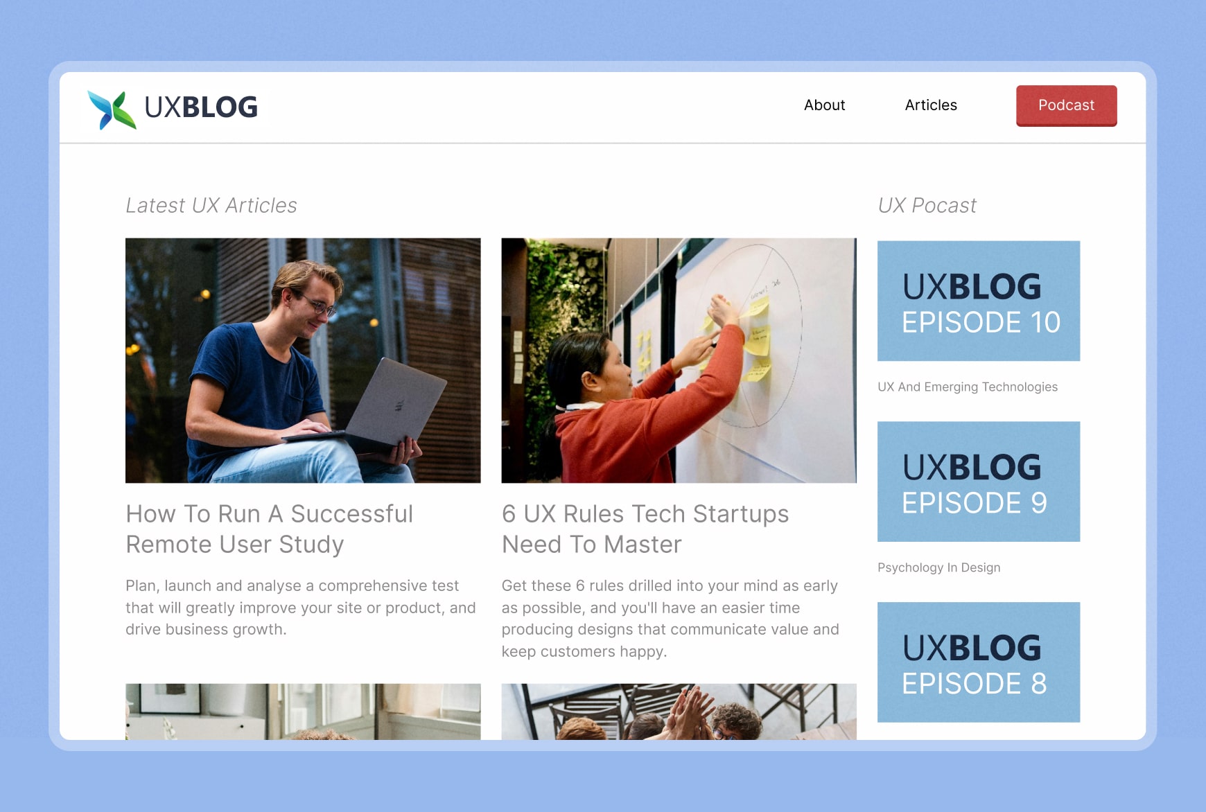 Screenshot of The UXBlog.com homepage