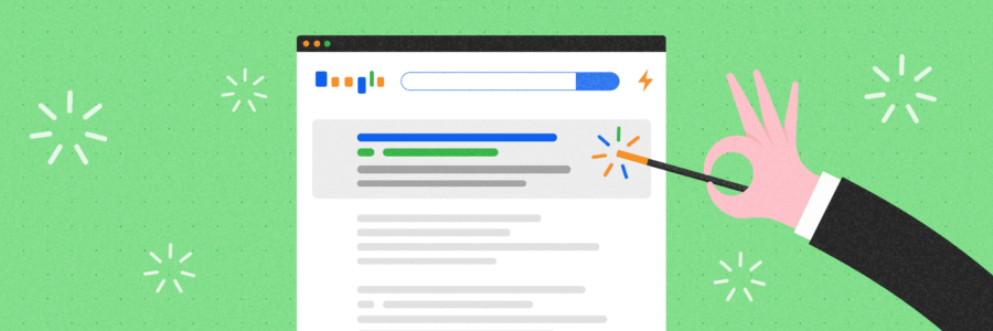 Wand pointing to top result in search engine result pages