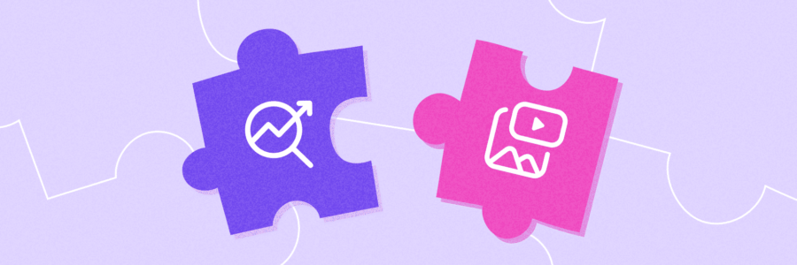 Two puzzle pieces with SEO on one and content on the other