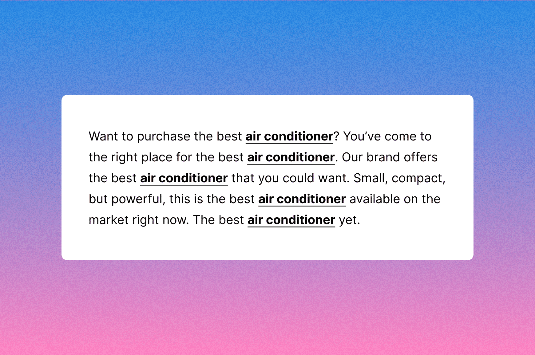 Keyword stuffing with term “air conditioner”