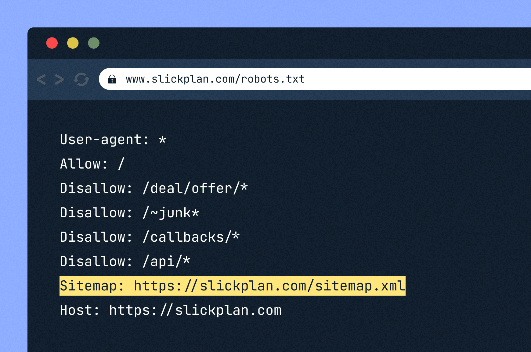 Robots.txt sitemap location example