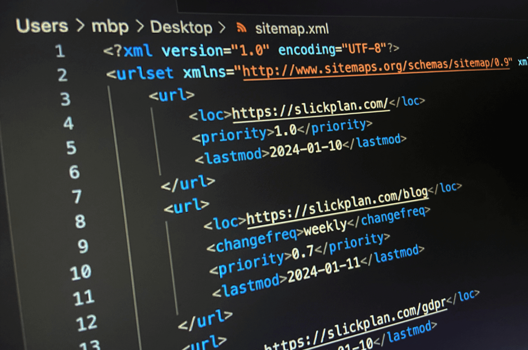 Slickplan’s XML sitemap created manually