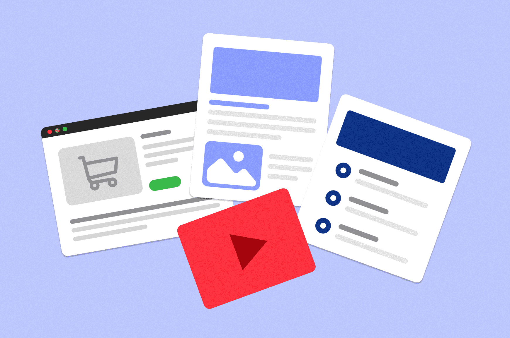 Types of content for SEO; blog, product, guide, video