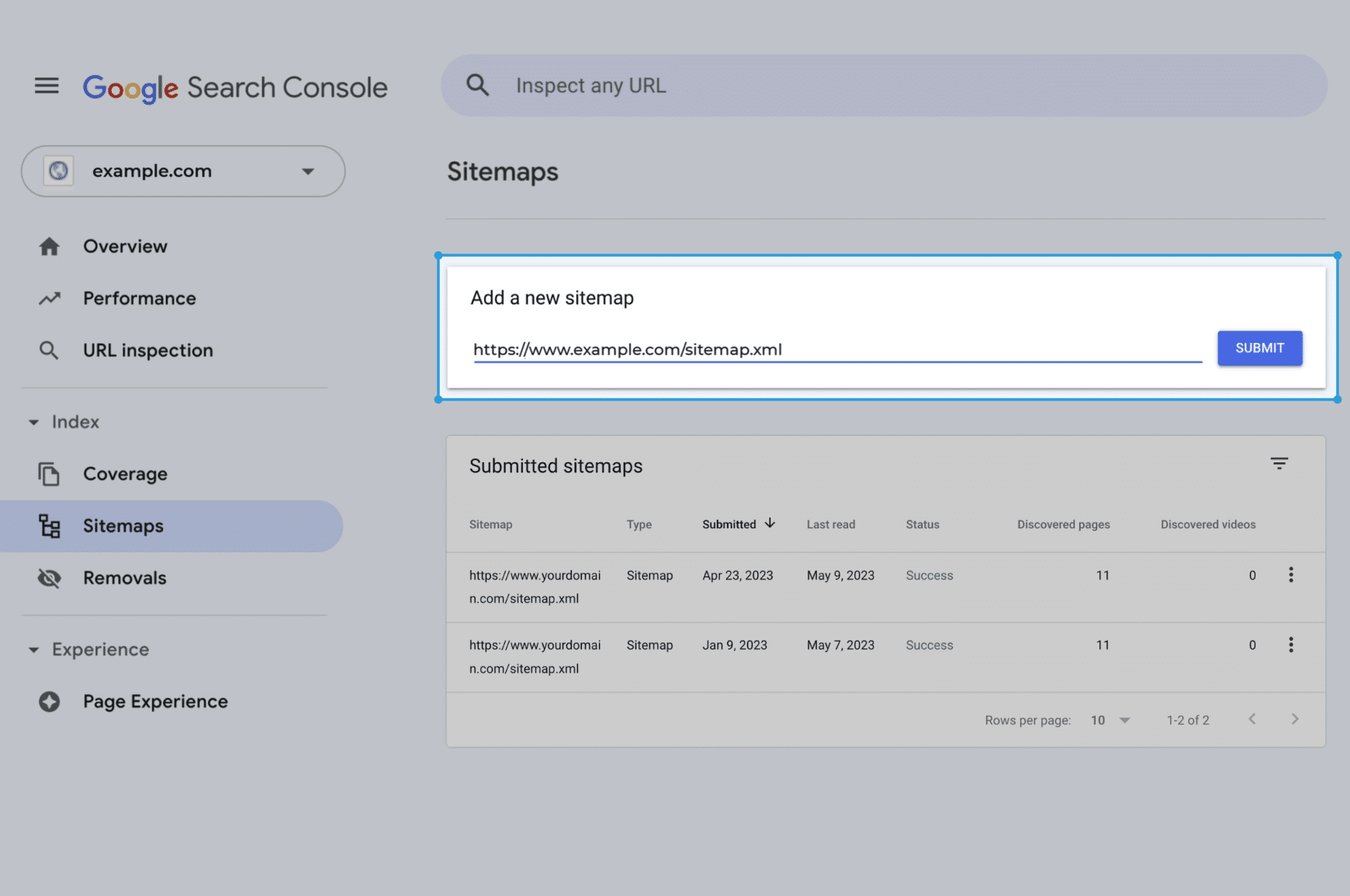 Adding an XML sitemap to Google Search Console