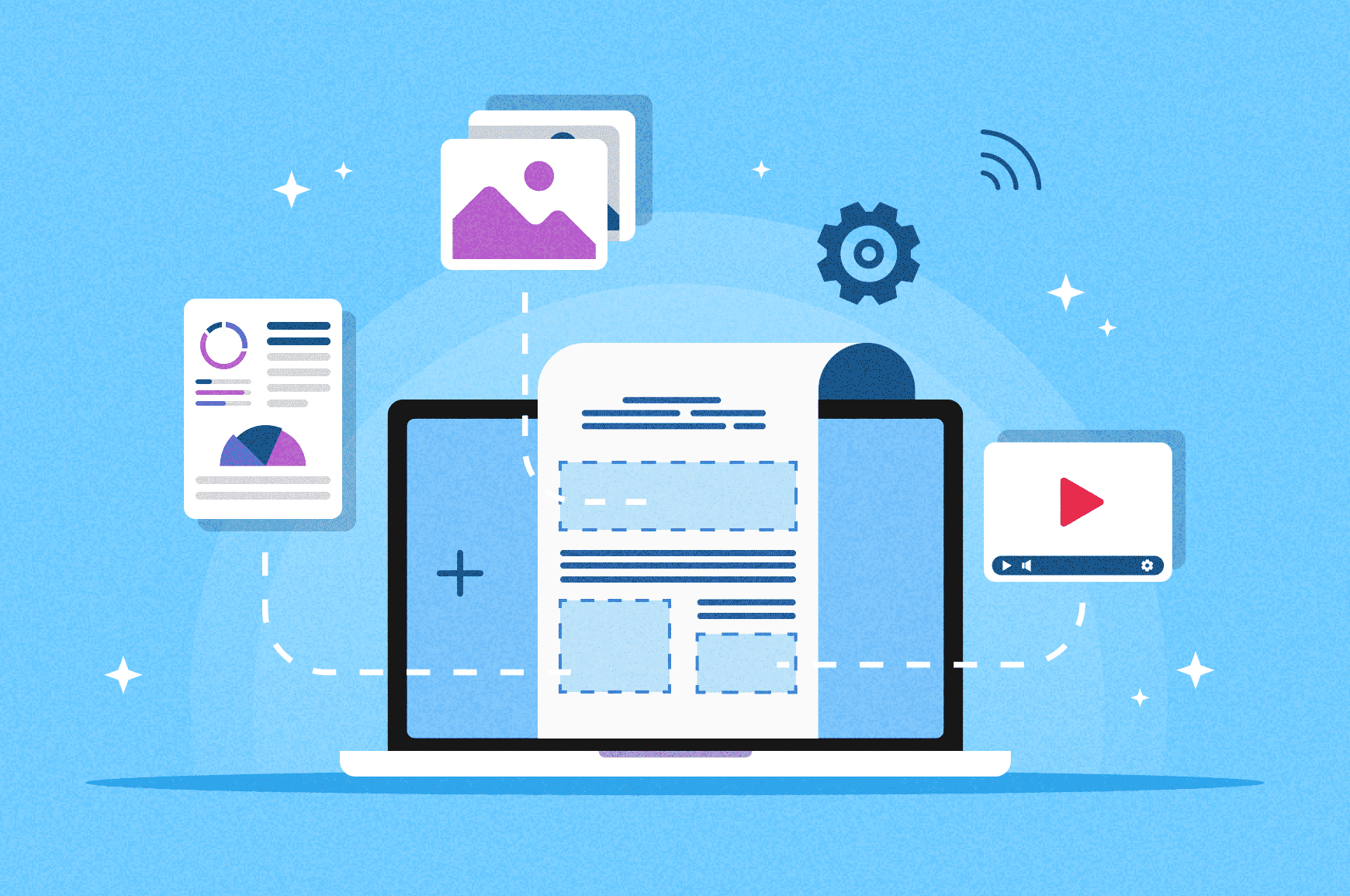 Construction of a blog post with multimedia integration helping to create SEO quality content