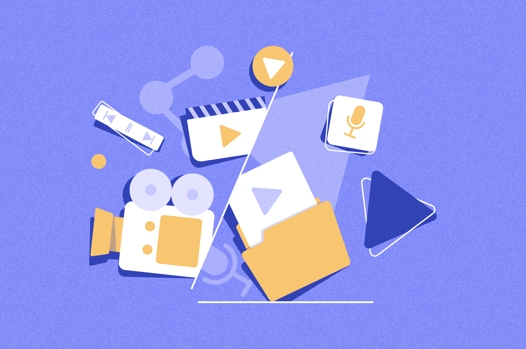 Icons for various types of engaging content, like video and audio