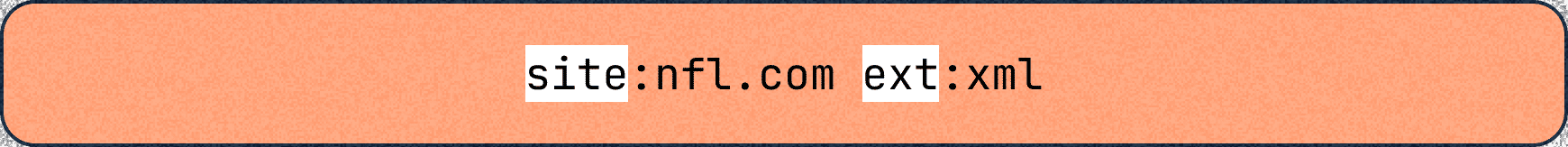 Site and ext search operators highlighted for finding NFL.com sitemap
