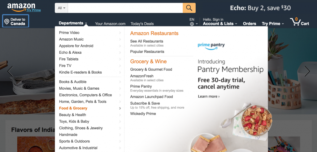 amazon megamenu