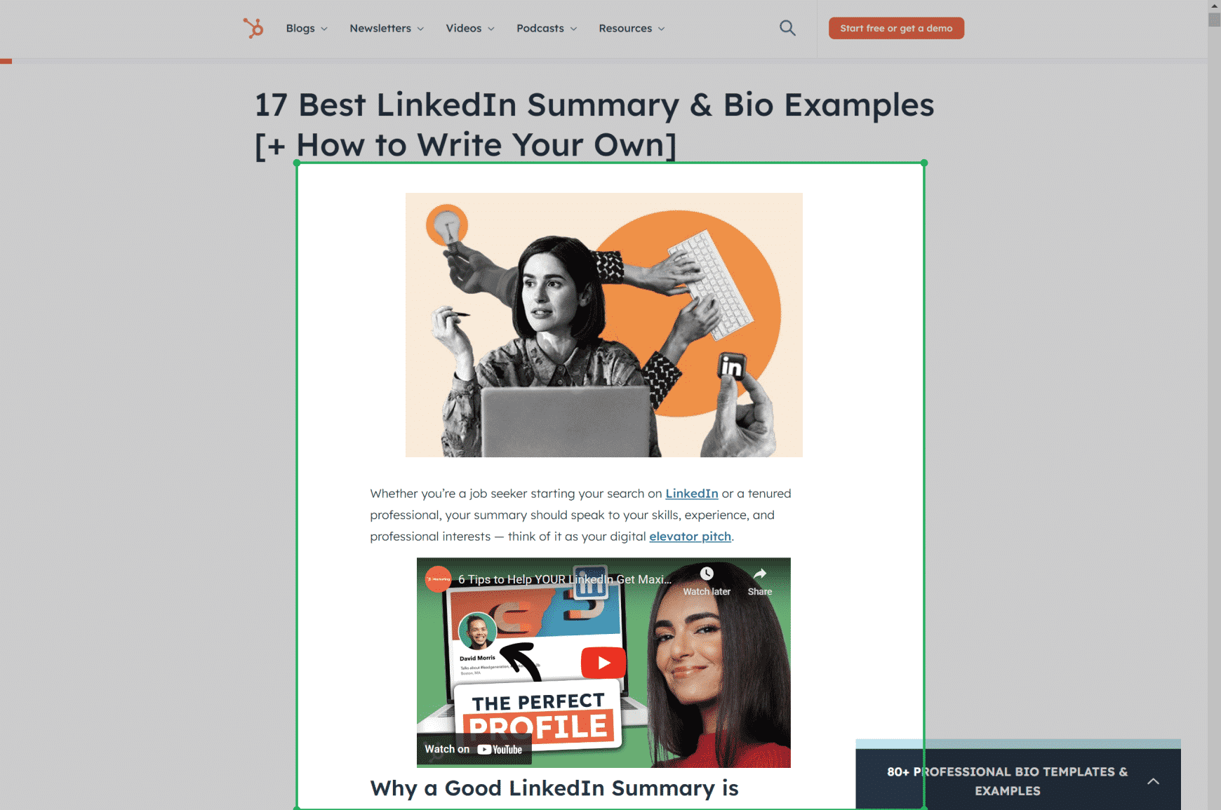 HubSpot blog with image and embedded video